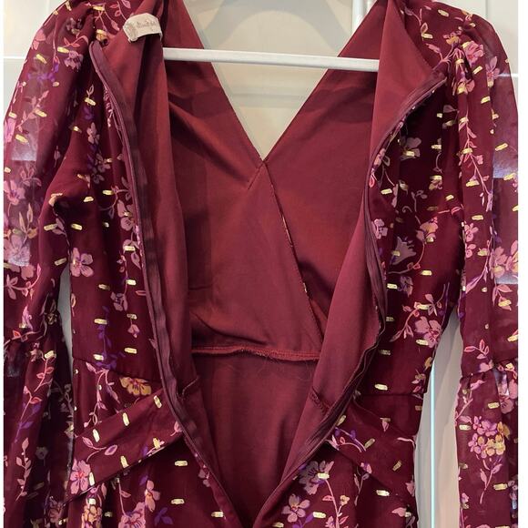 Altar’d State Lissa Faux Wrap Floral Mini Dress Small Fairycore Flowy Babydoll - Picture 7 of 14